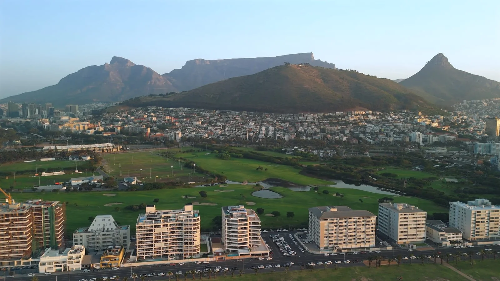 The course below Table Mountain, Signal Hill and Lion's Head